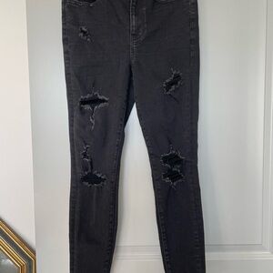 American Eagle Black Distressed Skinny Jeans